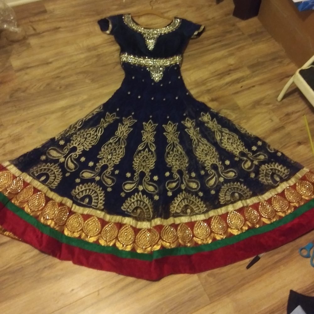 Ethnic Indian Pakistani Dress Rhinestone  Bead Embroidery More Wedding Bollywood